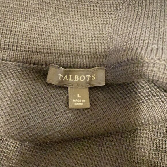 Talbots Black Cardigan Sweater Jacket With White Trim & Button Closure Size L - Picture 5 of 6